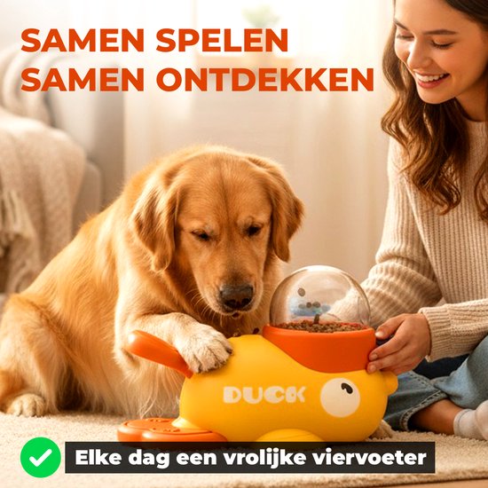 Hondenpuzzel Level 1 – voerdispenser eend, geel