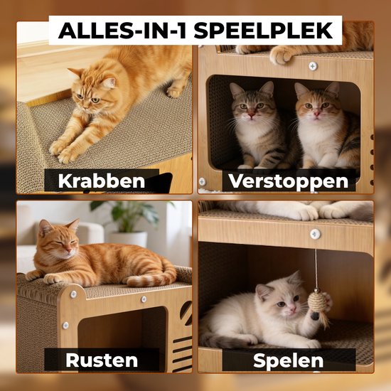 Krabmeubel voor katten met lig- en schuilplek – 51 × 25 cm