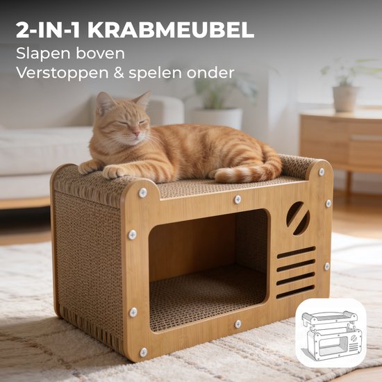 Krabmeubel voor katten met lig- en schuilplek – 51 × 25 cm