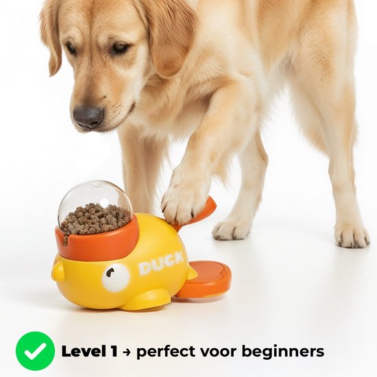 Hondenpuzzel Level 1 – voerdispenser eend, geel