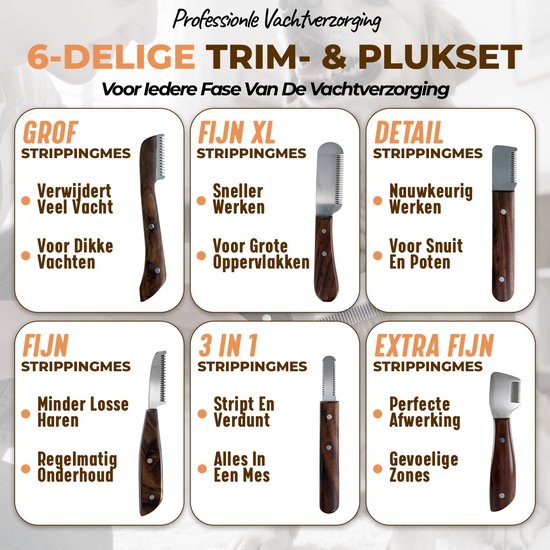 Plukmes- en trimmesset 6-delig